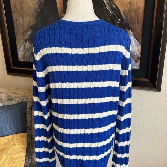 EUC Ralph Lauren Blue White Stripe Sweater Size XL - Picture 5 of 5